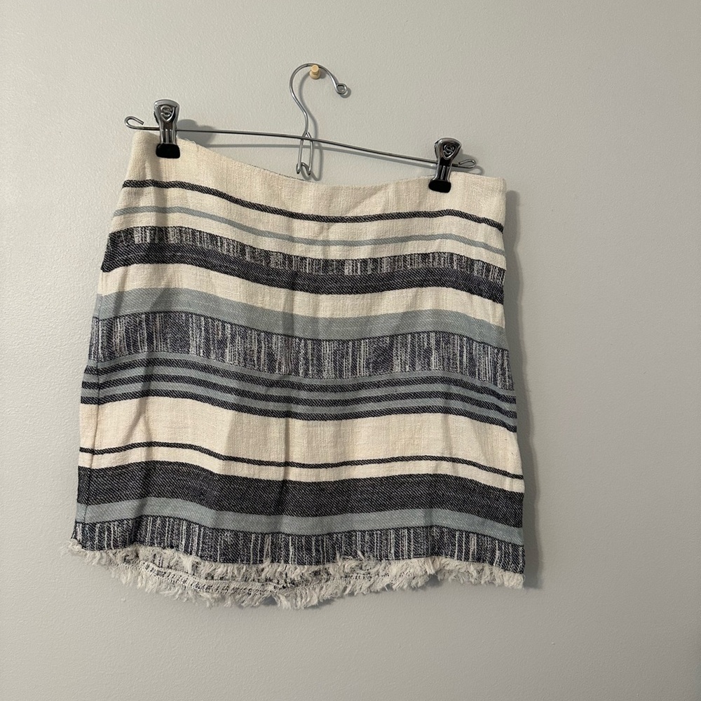 Abbeline Blue and White Ruffled Pencil Mini Skirt